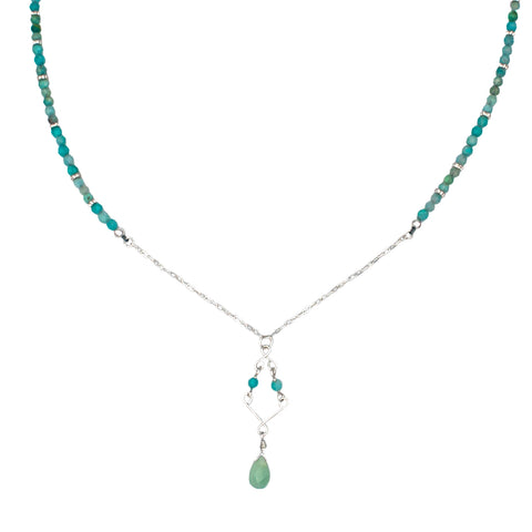 Amazonite Beaded Pendant Sterling Silver Necklace