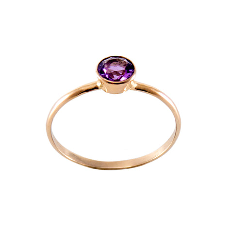 Pink Amethyst Bezel 14k Gold Filled Ring