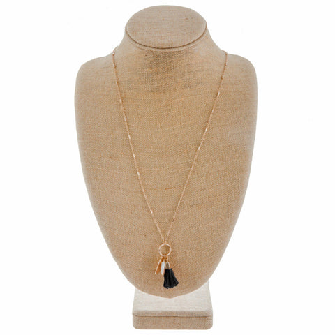 Black Tassel Charm Necklace | Necklaces | Bentley & Lo