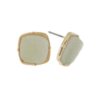Pale Green Druzy Stone Stud Earrings | Earrings | Bentley & Lo