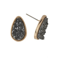 Hematite Oval Stud Earrings | Earrings | Bentley & Lo