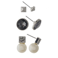 Pearl & Rhinestone Stud Earrings Set | Earrings | Bentley & Lo