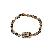 Dalmatian Jasper & Gold Beaded Stretch Bracelet