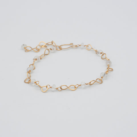 Rainbow Moonstone Infinity 14k Gold Filled Chain Bracelet