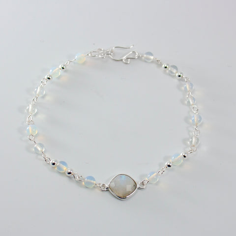 Rainbow Moonstone & Opalite Chain Bracelet