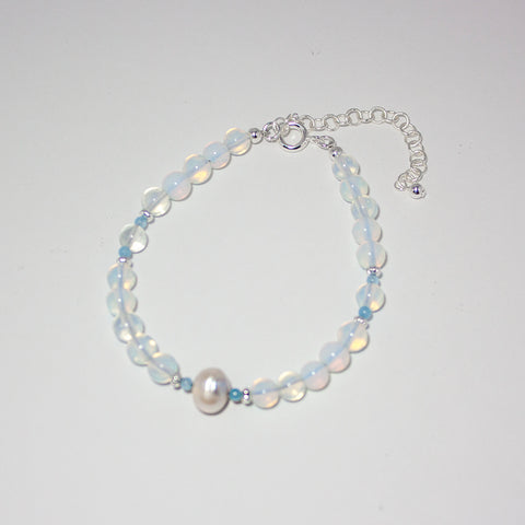 Opalite Beads and Freshwater Pearl Bracelet