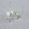 Trillion Opal and White Topaz Sterling Silver Stud Earrings