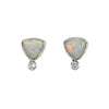 Trillion Opal and White Topaz Sterling Silver Stud Earrings