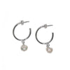 Hoop with Pearl Charm Sterling Silver Earrings