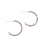 Pink Tourmaline Beaded Sterling Silver Hoop Earrings