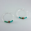 Turquoise and Hematite Sterling Silver Hoop Earrings