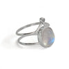 Rainbow Moonstone Double Band Tiara Sterling Silver Ring