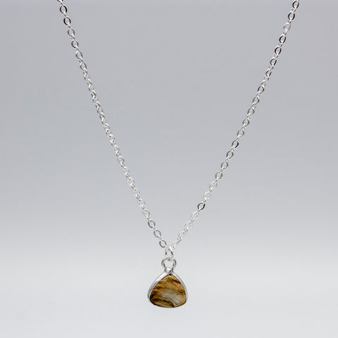Labradorite Trillion Pendant Silver Necklace