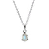 Rainbow Moonstone Pear Pendant Sterling Silver Necklace
