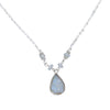 Rainbow Moonstone Sterling Silver Beaded Teardrop Pendant Necklace
