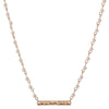 Hammered Gold Bar with Pearl Chain Necklace