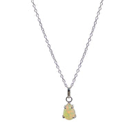 Ethiopian Opal Pear Sterling Silver Pendant Necklace