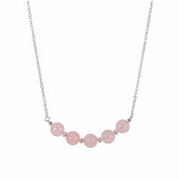 Rose Quartz Bead Bar Necklace