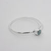Dainty Blue Topaz Solitaire Tube Sterling Silver Ring