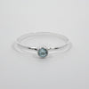 Dainty Blue Topaz Solitaire Tube Sterling Silver Ring