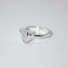 Rainbow Moonstone Marquise Solitaire Cab Sterling Silver Ring