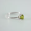 Peridot Solitaire Four Prong Sterling Silver Ring